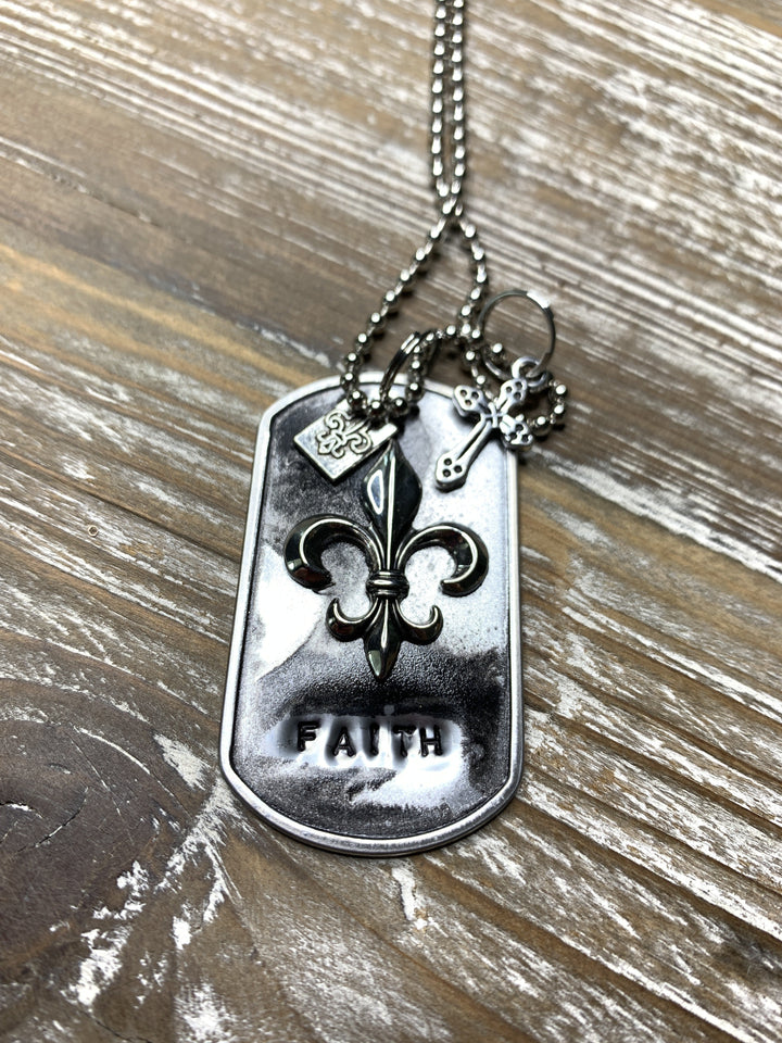 Kate Mesta Black & Silver Collection Faith Fleur-De-Lis