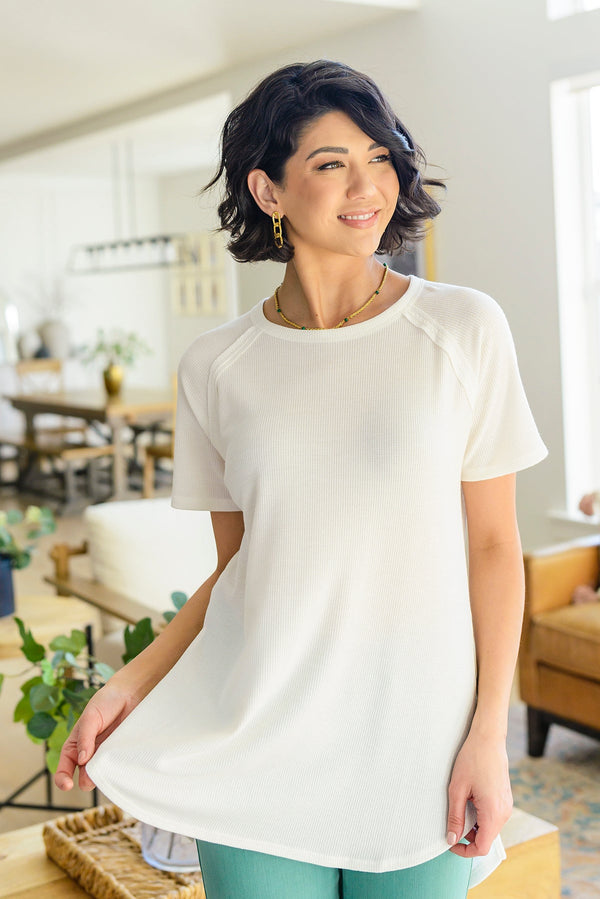 Kathleen Waffle Knit Top in Ivory