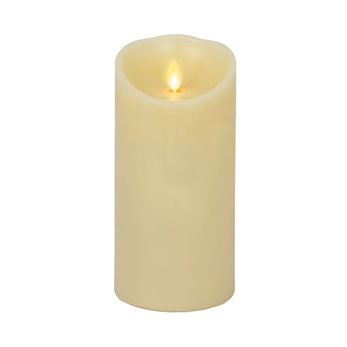 LED 3D Moving Flame 3"X9" Flameless Wax Pillar Candle, Soft Flame, Light Ivory, B/O, Indoor