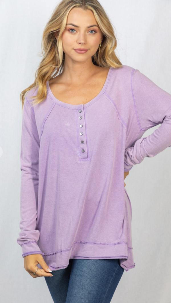 Long Sleeve Solid Knit Top-Lavender