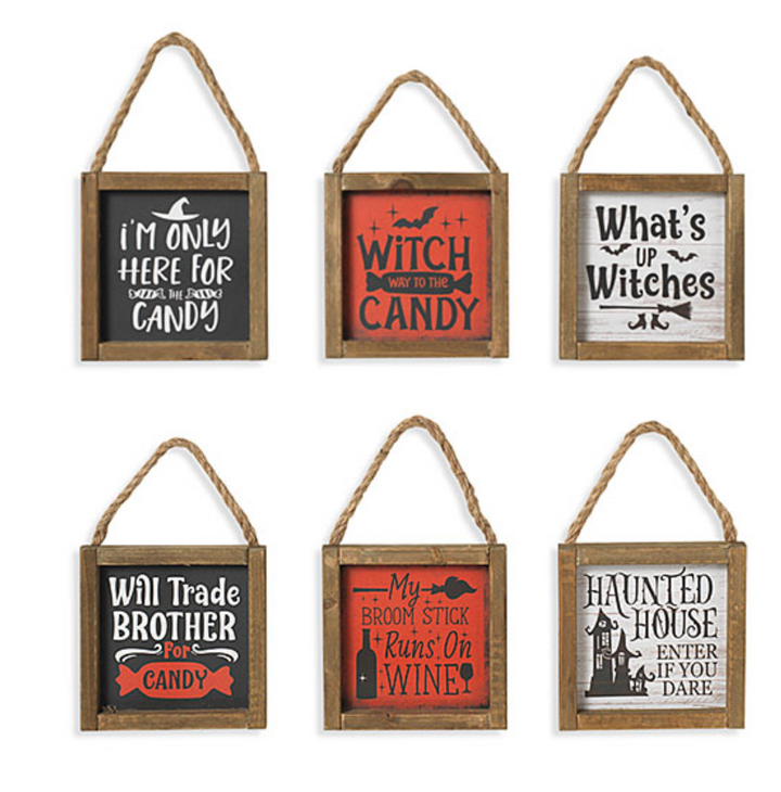 5.9-Inch Wood Halloween Wall Sign ***6 Designs