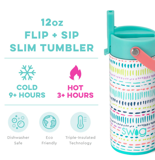 Dipsy Dots Flip & Sip Slim Tumbler (12oz)