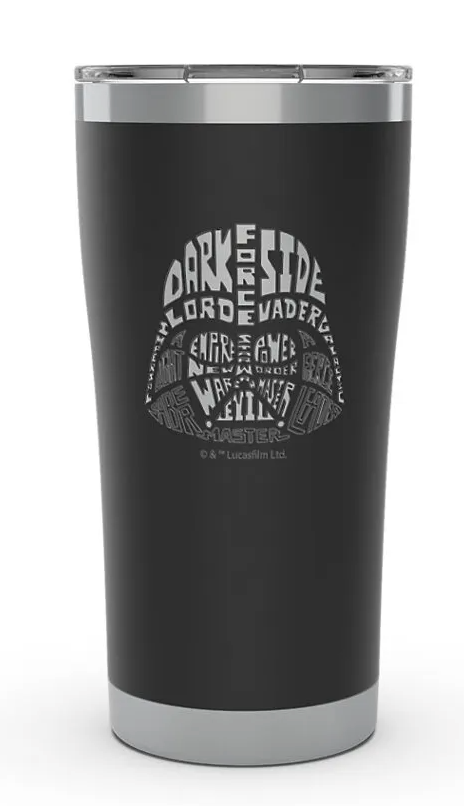Tervis Tumbler Star Wars Vader Wordle Engraved on Onyx Shadow (20oz)