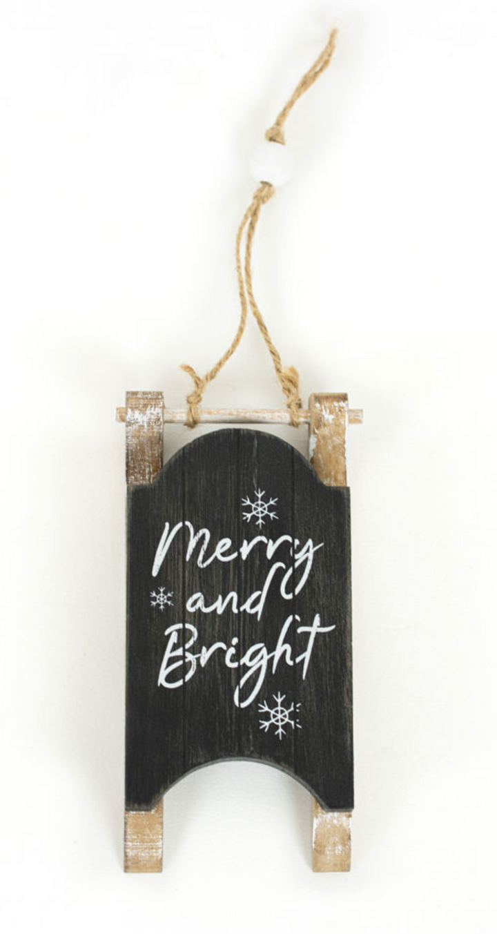 Wooden Merry & Bright Sled