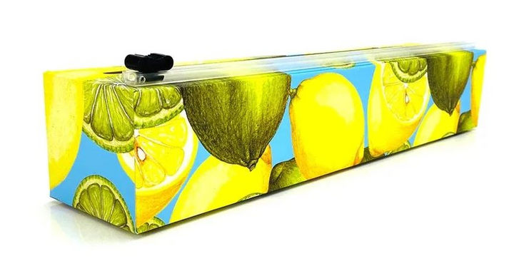 12" x 250' Lemon Plastic Wrap Dispenser