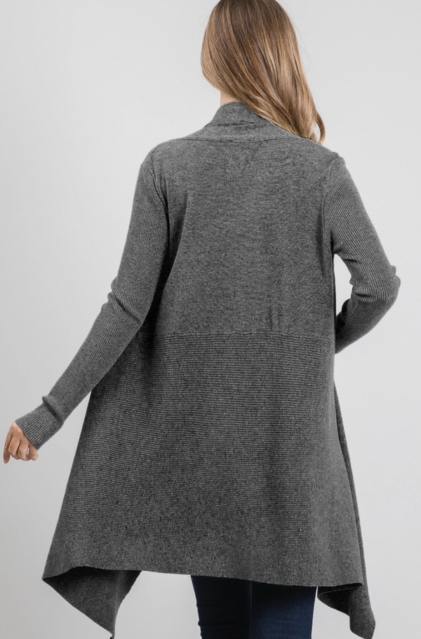 Gray Soft Relaxed Everyday Cascade Cardigan