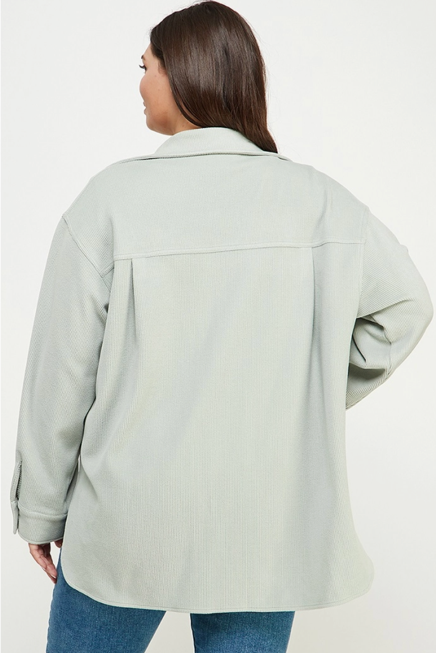 Soft and Lofty Corduroy Shirt Jacket -Sage