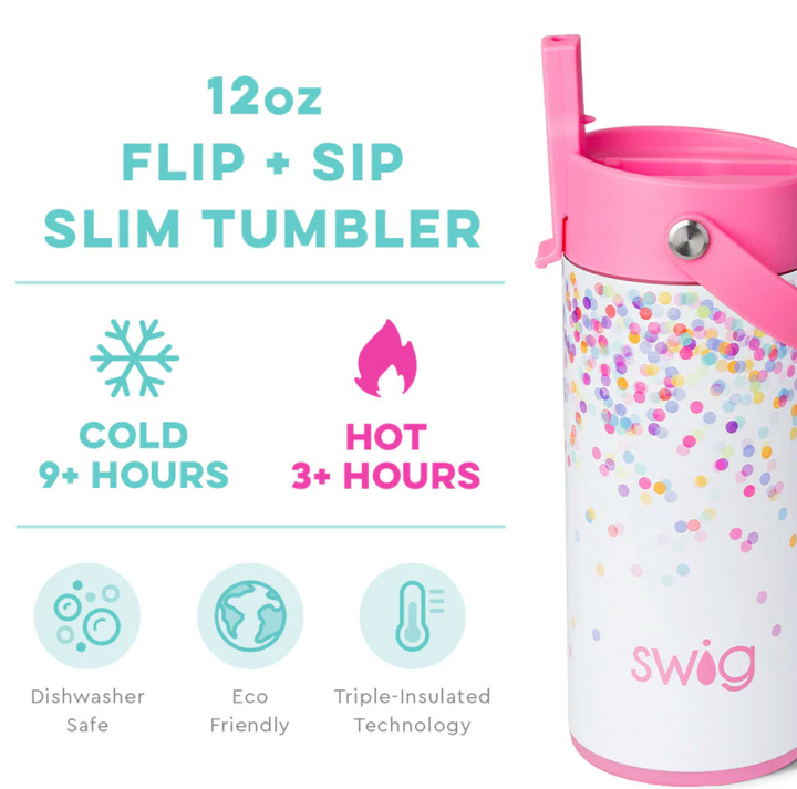 Confetti Flip & Sip Slim Tumbler (12oz)