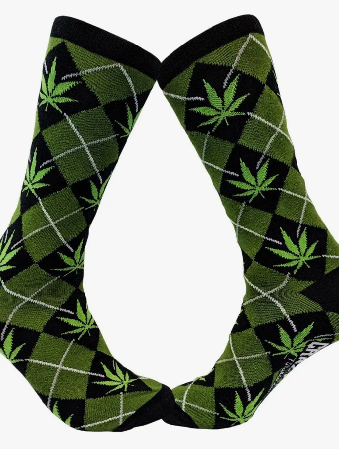 Argyle Marijuana Funny Weed Socks Hilarious CBD Humor