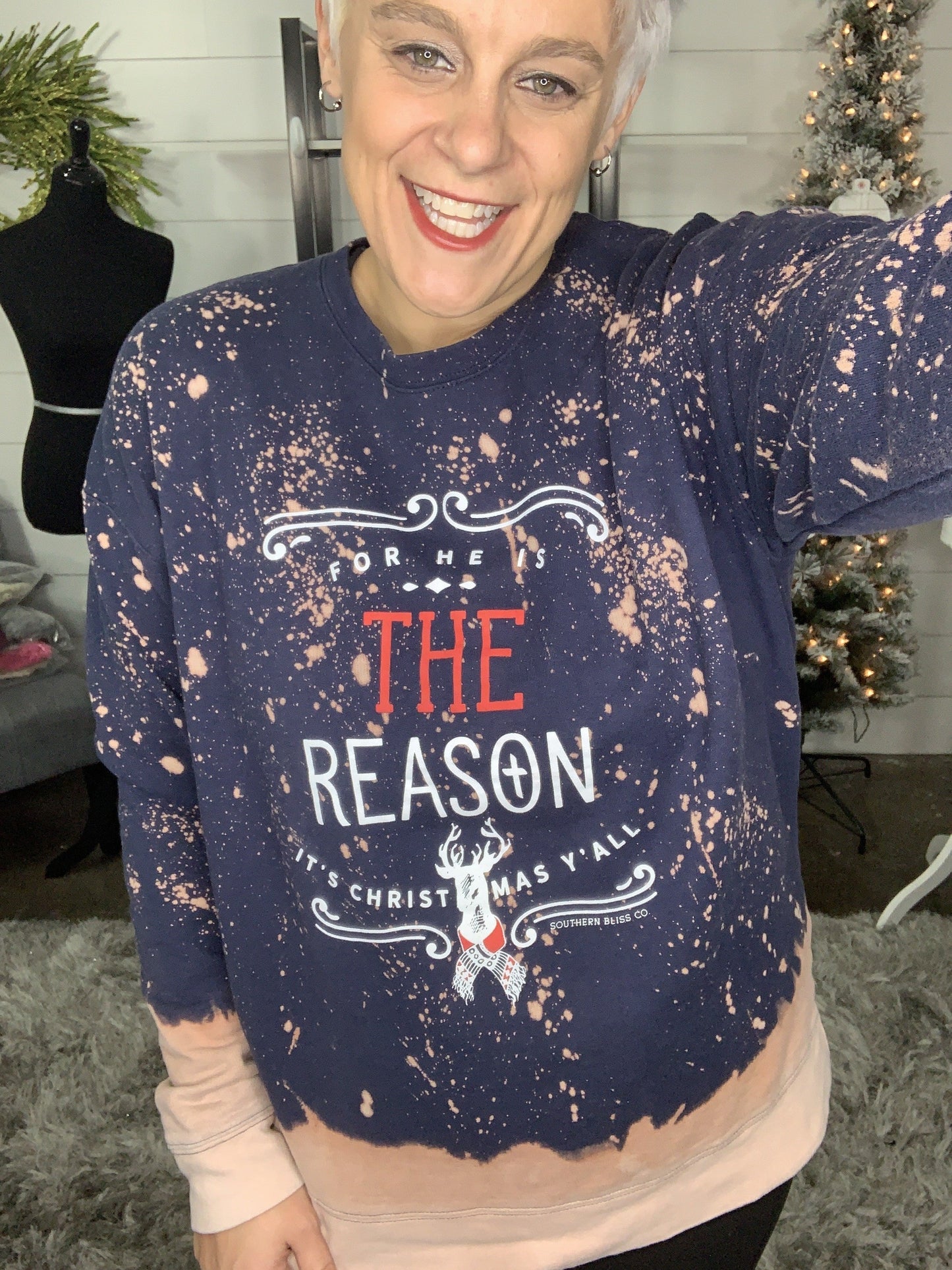 For He is the Reason Bleached Sweatshirt