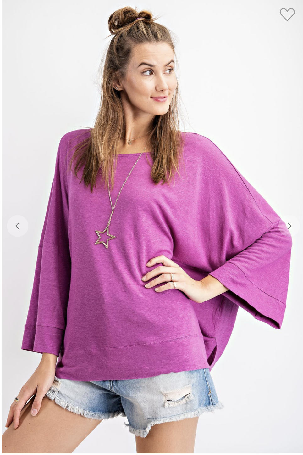Wide Sleeve Cotton Knit Crop Top-Rose