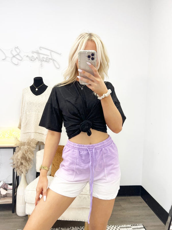 French Terry Dip Dye Drawstring Shorts PLUS ***Multiple Colors