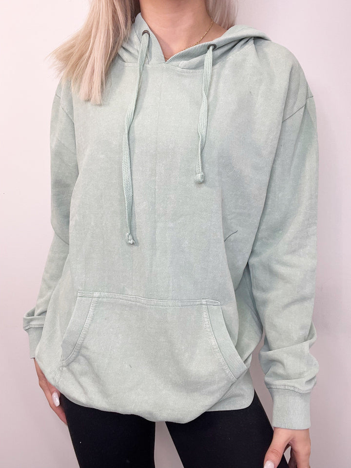 Custom Sage Mineral Wash Hoodie