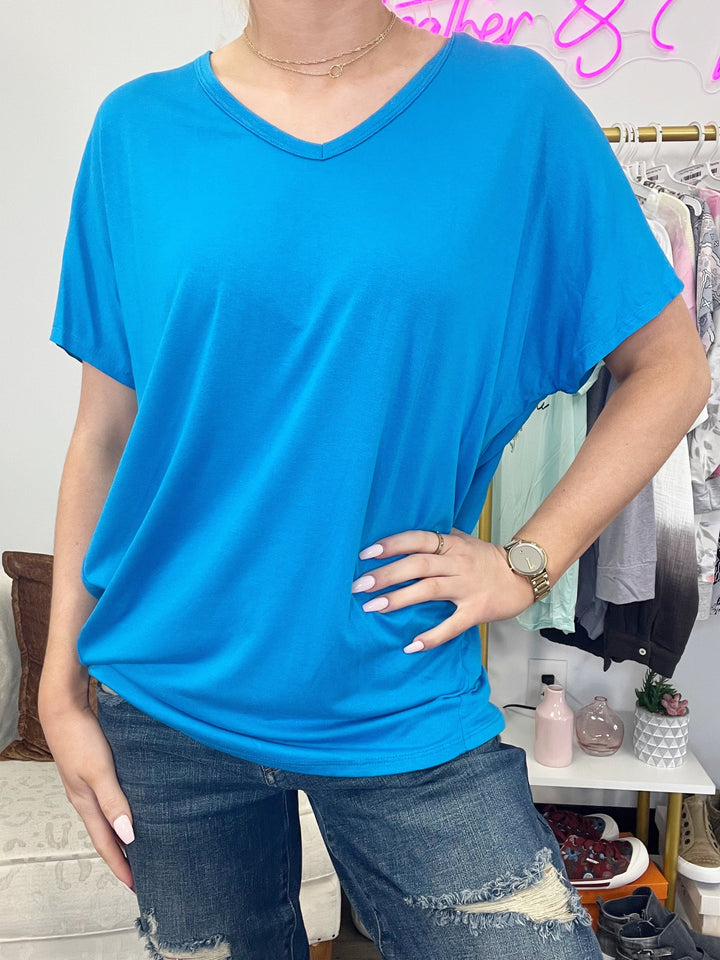 Turquoise V-Neck Top