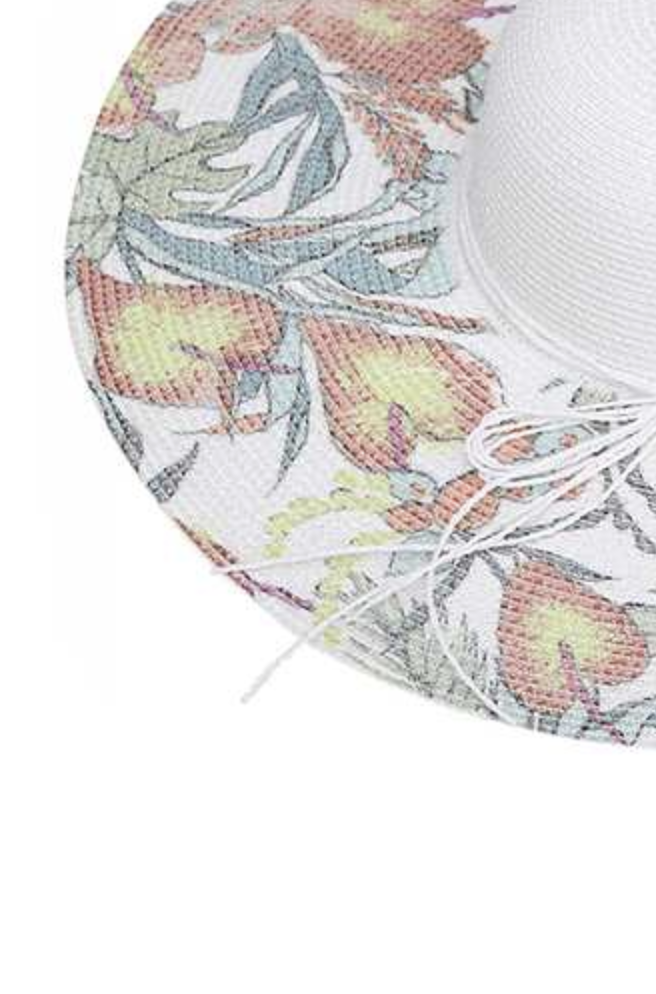 White Sun Hat with Colorful Floral Design