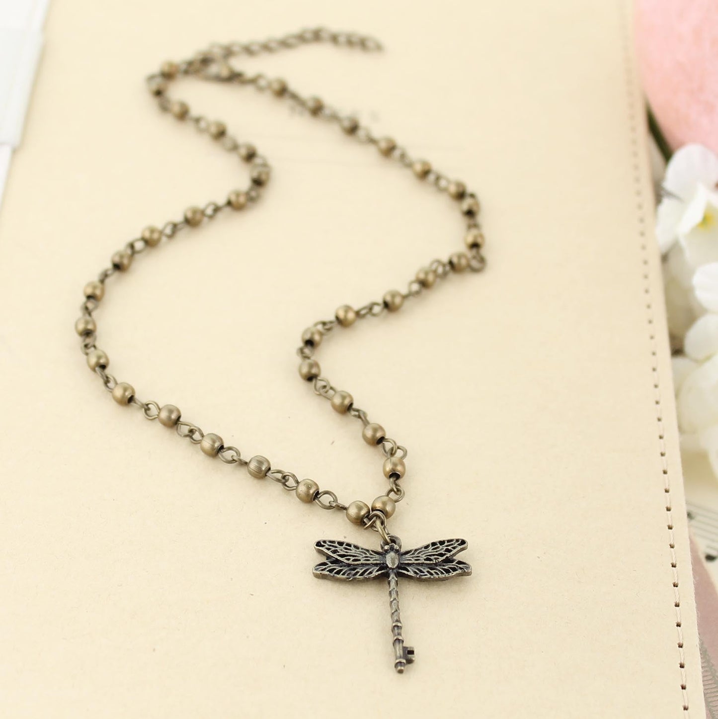 14 - 16” Vintage Style Dragonfly Key Necklace