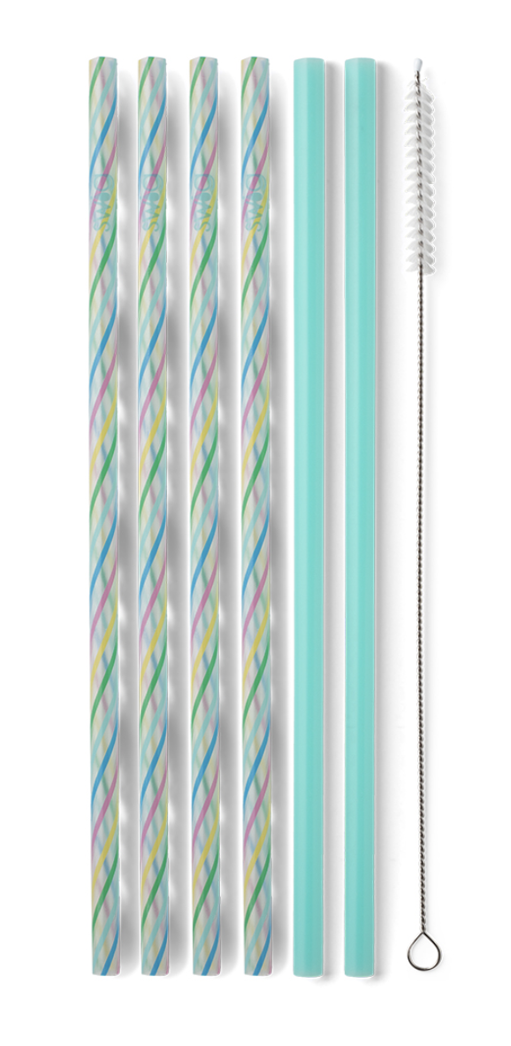 SWIG Rainbow Stripe Tall Straw Set