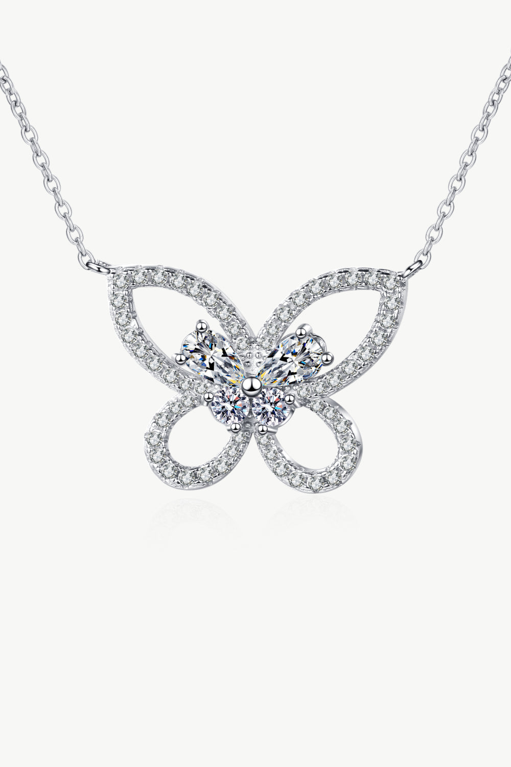 1 Carat Moissanite Butterfly Pendant Necklace - Silver / One Size