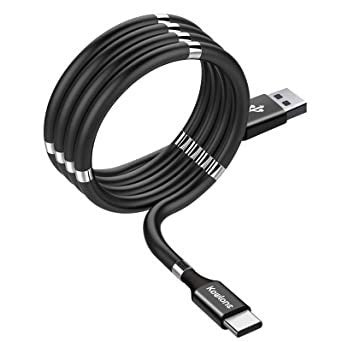 6-Foot Type C Coil Magnetic Cord - Black