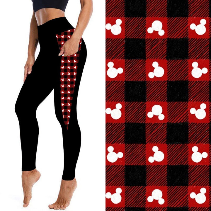 Mouse Plaid Kids' Leggings with Pockets