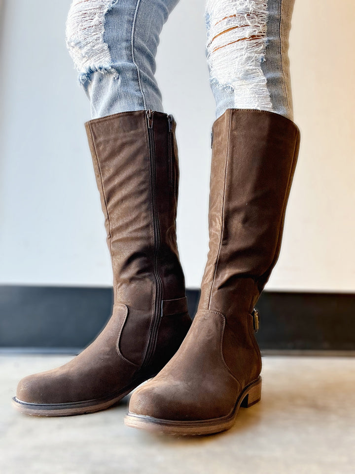 Brown Suede Tall Boots
