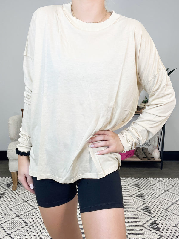 Lotus Long Sleeve Tee-Light Sand