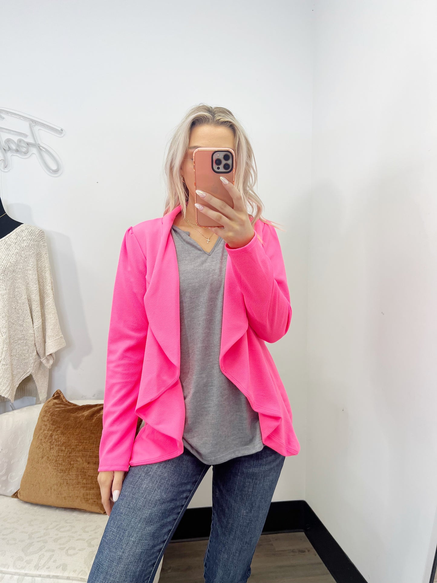 Heimish Open Blazer- Neon Pink