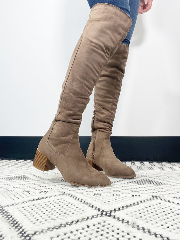 FASHION STYLE TAUPE HIGH THIGH BOOTS