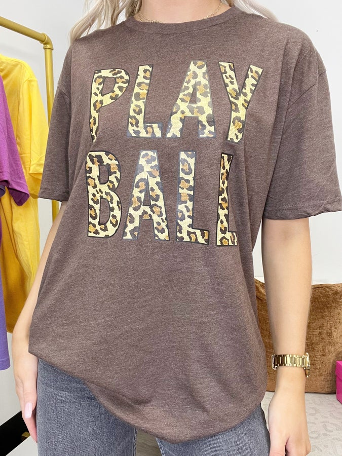 Play Ball Leopard Graphic Tee