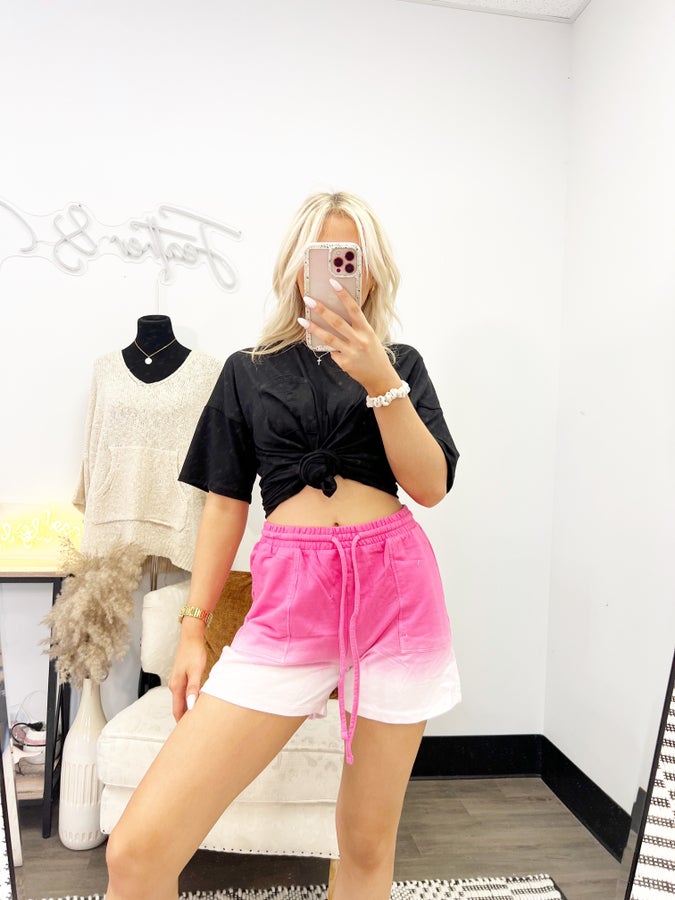 French Terry Dip Dye Drawstring Shorts ***Multiple Colors