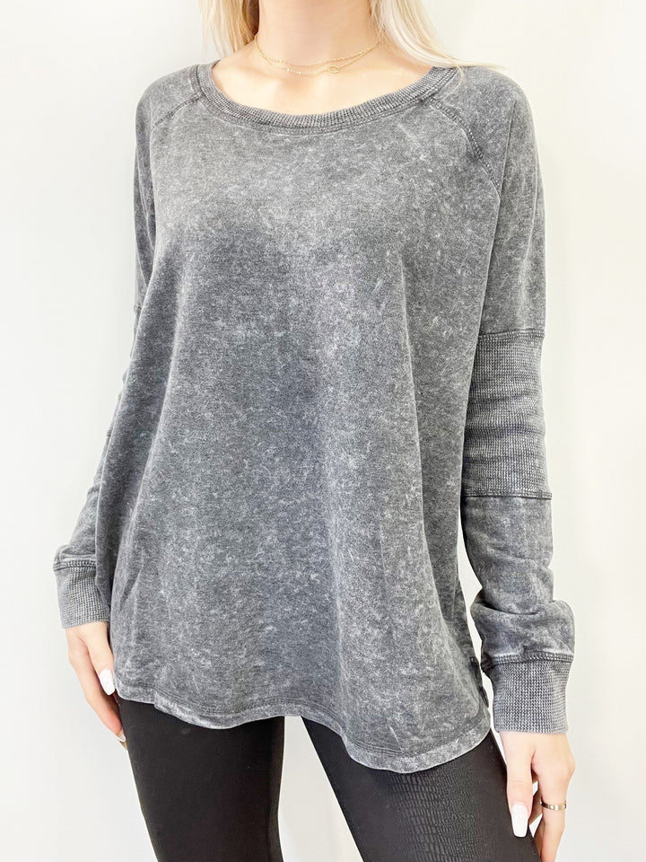 Black Long Sleeve Scoop Neck Top