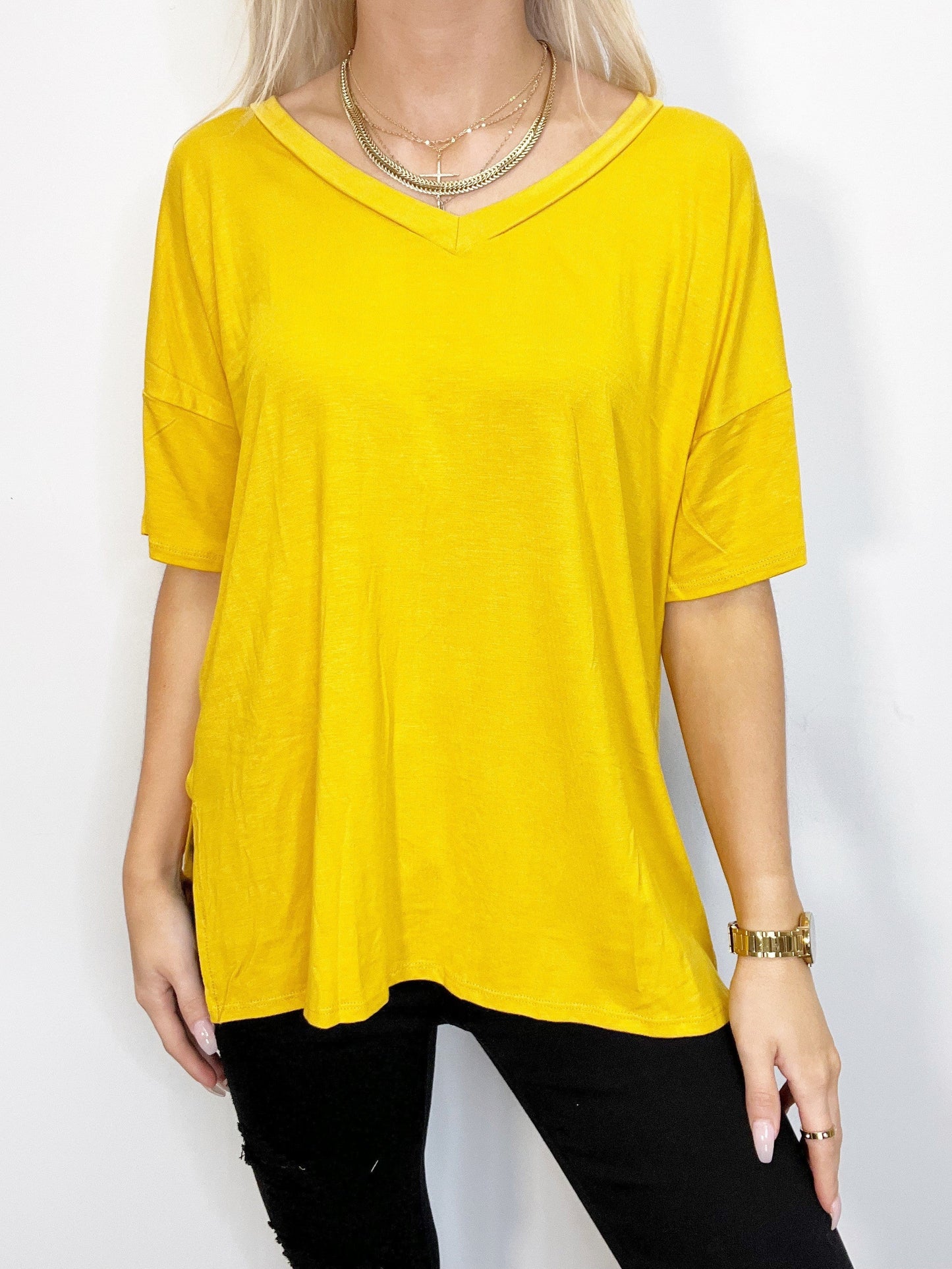 Mustard V-Neck Top