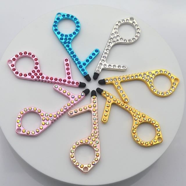 No Touch Germ Free Keychain with Gems ***Multiple Colors *Final Sale*